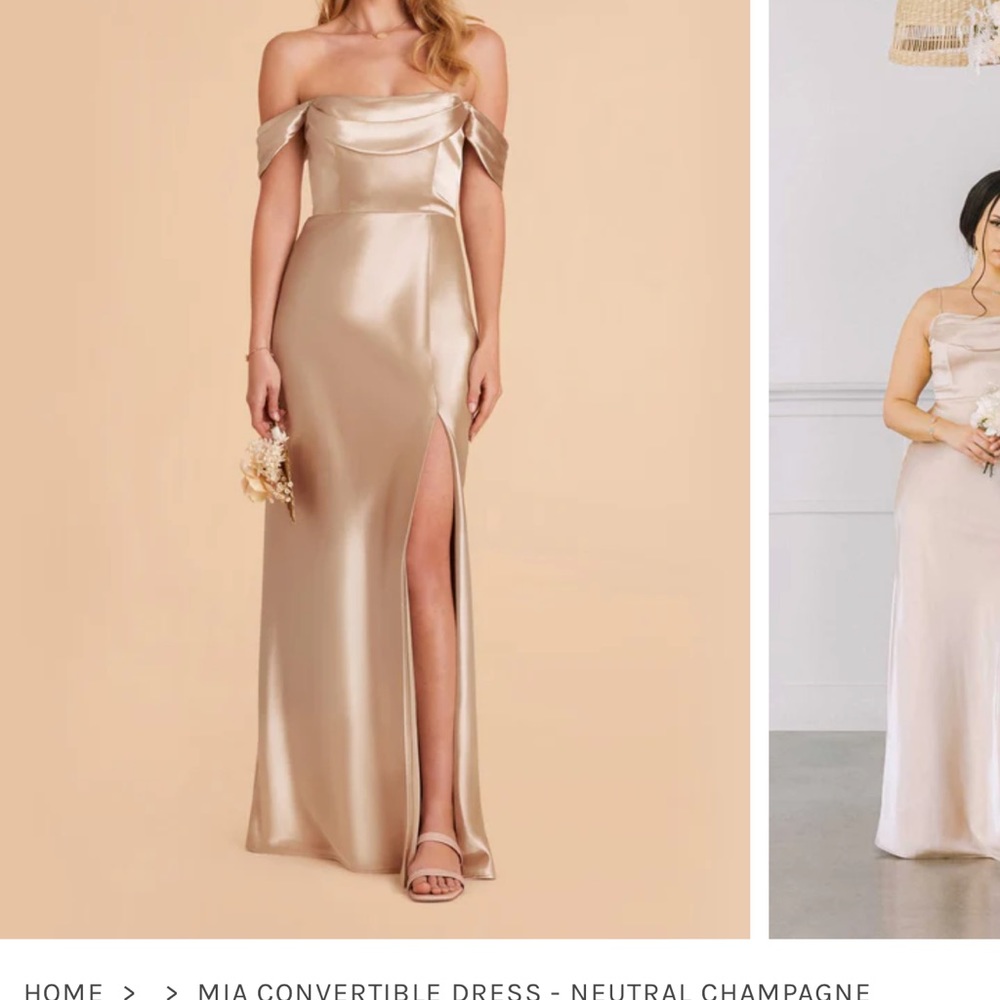 Birdy Grey Neutral Champagne Satin Bridesmaid Dress